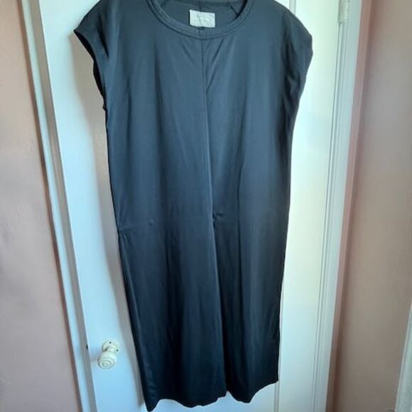 EVERLANE Black Luxe Cotton Side-Slit Tee Dress L - Picture 12 of 14